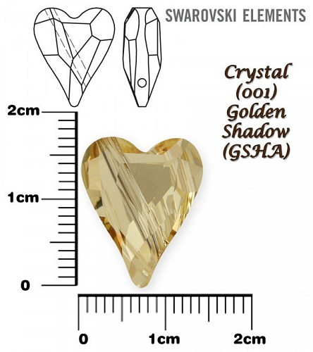 SWAROVSKI KORÁLKY 5743 Heart Bead barva CRYSTAL GOLDEN SHADOW velikost 17mm.