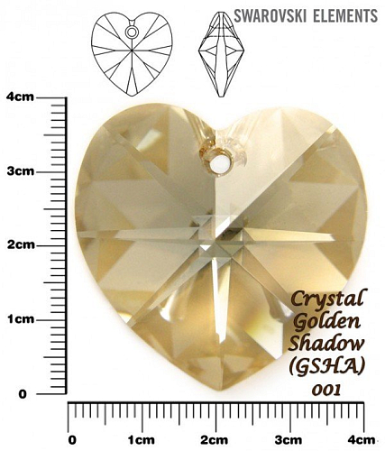 SWAROVSKI Heart Pendant barva CRYSTAL GOLDEN SHADOW velikost 40mm.