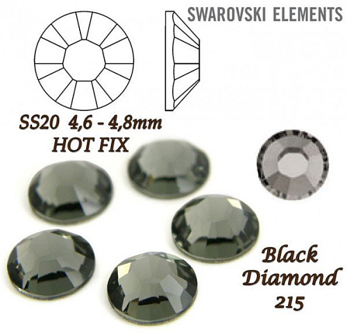 SWAROVSKI xirius rose HOT-FIX velikost SS20 barva BLACK DIAMOND 