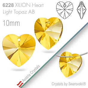 Swarovski XILION Heart 6228. Barva Light Topaz AB. Velikost 10mm