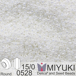 Korálky Miyuki Round 15/0. Barva 0528 White Pearl Ceylon. Balení 5g