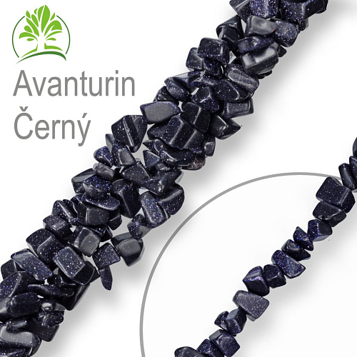Návlek z tromlovaných kamenů délka 80cm AVANTURIN Černý