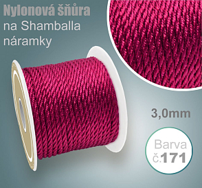 Nylonová šňůra COPÁNKOVÁ na Shamballa náramky průměr nitě 3,0mm. Barva č.171 Purpurová