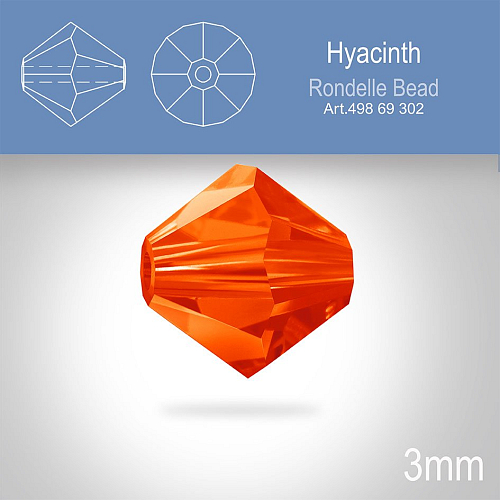 PRECIOSA Bicone (sluníčko) velikost 3mm. Barva HYACINTH. Balení 40ks