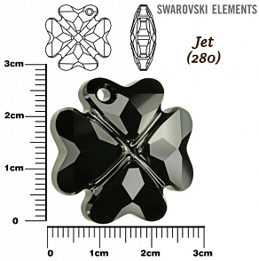 SWAROVSKI 6764 CLOVER Pendant barva JET (280) velikost 28mm.
