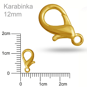 Karabinka velikost 12mm barva zlatá