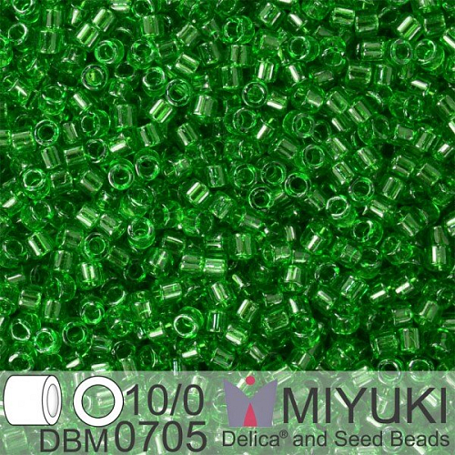 Korálky Miyuki Delica 10/0. Barva Tr Green  DBM0705. Balení 5g.