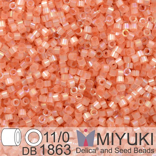 Korálky Miyuki Delica 11/0. Barva Silk Inside Dyed Cinnamon AB DB1863. Balení 5g.