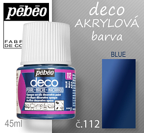 Barva AKRYLOVÁ perleťová Pébeo DECO. Odstín č.112 BLUE. Balení 45 ml.