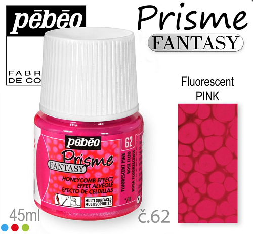 Barva na Šperky PRISME Fantasy Pébéo . barva č. 62 Fluorescent PINK. Balení 45ml. 