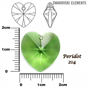 SWAROVSKI Heart Pendant barva PERIDOT velikost 18x17,5mm.
