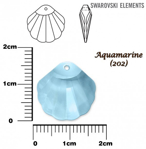 SWAROVSKI Shell Pendant barva AQUAMARINE velikost 16mm.
