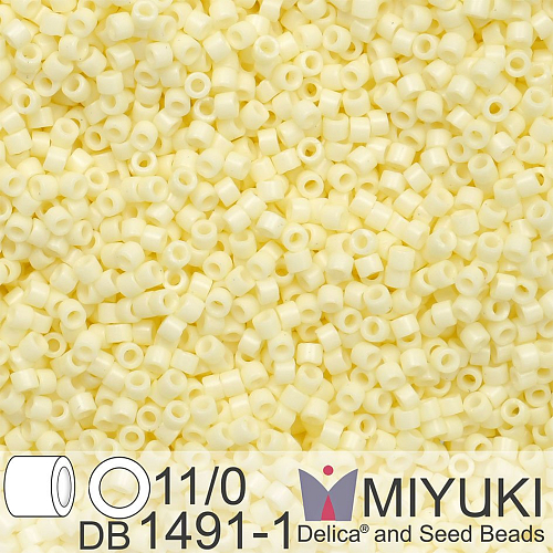 Korálky Miyuki Delica 11/0. Barva Opaque Pale Yellow DB1491-1. Balení 5g.