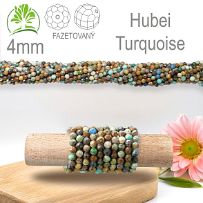 Korálky z minerálů Hubei Turquoise Fazetovaný polodrahokam. Velikost pr.4mm. Balení 95Ks.