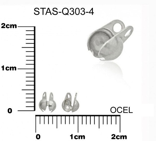Kalota CHIRURGICKÁ OCEL ozn.-STAS-Q303-4. velikost 4x3,5mm.