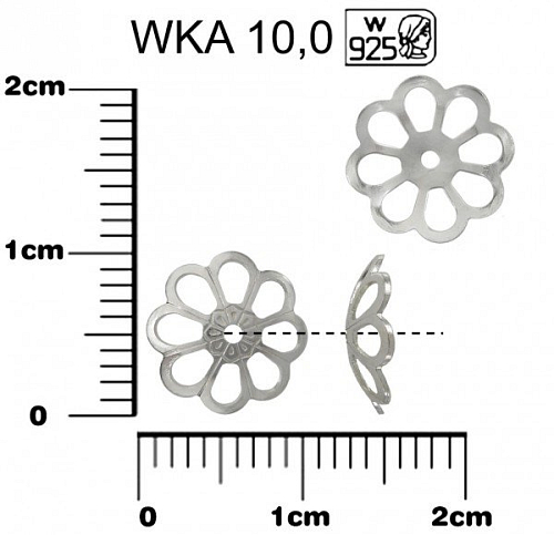 KAPLIK zdobeny  ozn. WKA 10,0. Materiál STŘÍBRO AG925.váha 0,20g.