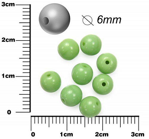 Korálky mačkané KULIČKA 1440 pr.6mm barva neprůhledná zelená . Balení 30Ks.