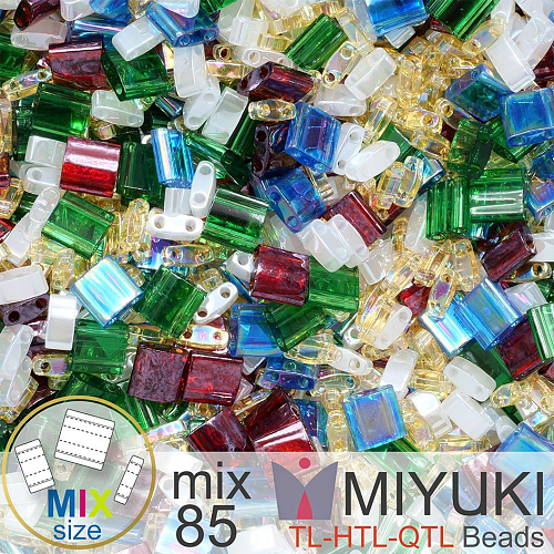 Korálky MIYUKI směs tvar TL-HTL-QTL BEADS . Barva MIX 85 Color Pinocchio. Balení 5g.