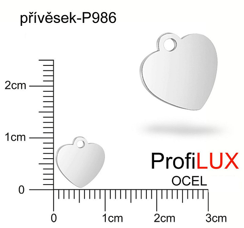 Přívěsek Chirurgická Ocel ozn-P986 SRDCE velikost 10x9mm. Řada přívěsků ProfiLUX