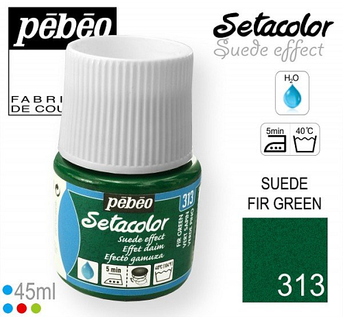Barva na Textil SETACOLOR Suede Pebeo. barva č. 313 FIR GREEN. Balení 45ml.