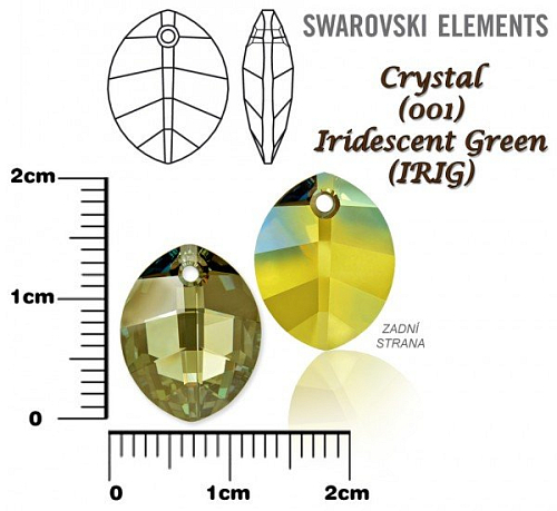 SWAROVSKI ELEMENTS Pure Leaf Pendant barva Crystal Iridescent Green velikost 14mm.