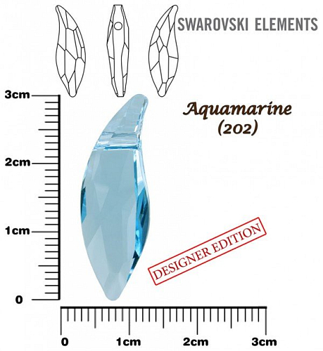 SWAROVSKI Lily Pendant 6904 barva AQUAMARINE velikost 30mm.