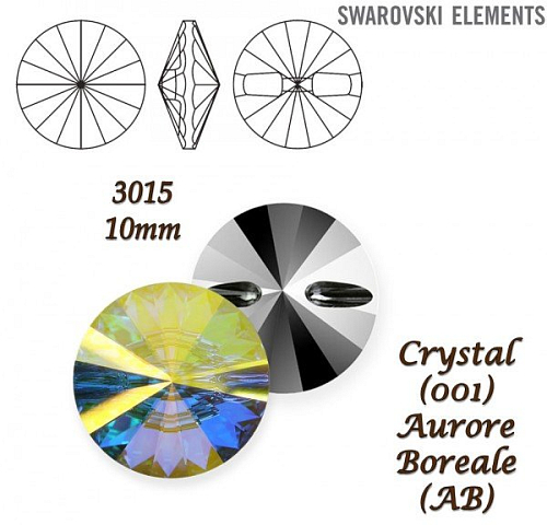 SWAROVSKI Buttons 3015 barva CRYSTAL AURORE BOREALE velikost 10mm.