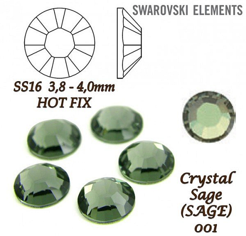 SWAROVSKI xirius roe HOT-FIX velikost SS16 barva CRYSTAL SAGE 