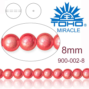 MIRACLE beads original Japan. Velikost 8mm. Barva 002 PINK.