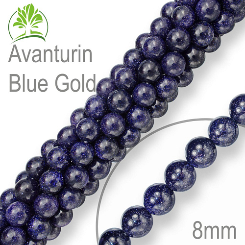 Korálky  Avanturin Blue Gold syntetický. Velikost pr.8mm. Balení 10Ks.