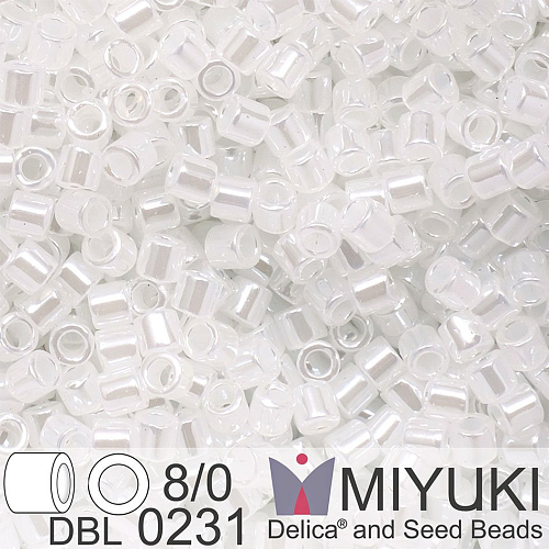 Korálky Miyuki Delica 8/0. Barva White Pearl Ceylon DBL0231. Balení 5g.