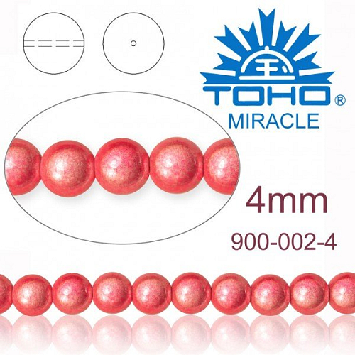 MIRACLE beads original Japan. Velikost 4mm. Barva 002 DARK PINK.