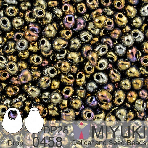 Korálky Miyuki Drop 2,8mm. Barva 0458 Met Brown Iris. Balení 5g