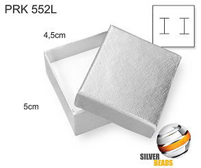 Krabička na šperky. Materiál papír . Ozn. PRK 552L. Velikost 5x4,5cm. Barva Stříbrná.