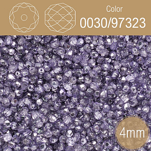 Korálky BROUŠENÉ 4mm. Barva 0003/97323. Průhledná s pokovem. Balení 120Ks.