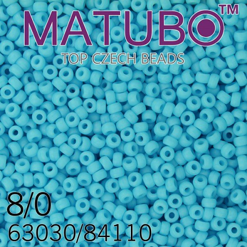 Korálky MATUBO™ mačkané rokajlové korálky. Velikost 8/0 (3,1mm). Barva 63030/84110 MODRÝ TYRKYS MATNÝ. Balení 10g.