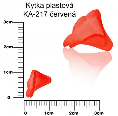 Korálky plastové tvar KYTKA Ozn-KA-217 ČERVENÁ. Velikost pr.9mm. Balení 20Ks.