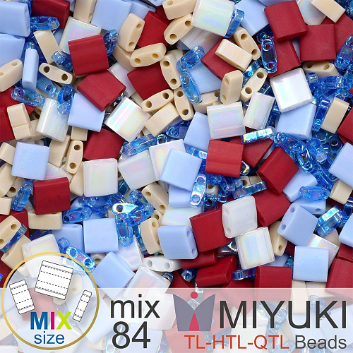 Korálky MIYUKI směs tvar TL-HTL-QTL BEADS . Barva MIX 84 Memory of France. Balení 5g.
