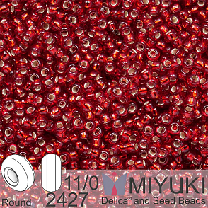 Korálky Miyuki Round 11/0. Barva 2427 S/L Dk Ruby . Balení 5g.
