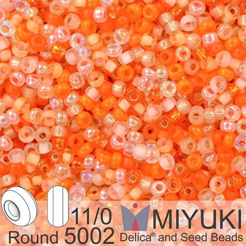Korálky Miyuki Round 11/0. Barva Pink Grapefruit Mix 5002. Balení 5g.