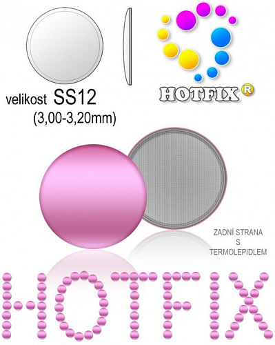 Kovové NAILHEAD HOTFIX nažehlovací polotovary. Velikost SS12 (3,00-3,20mm) Tl.0,6mm. Barva 037 SVĚTLÁ FIALOVÁ  (lesklá ocelová). Balení 70Ks.