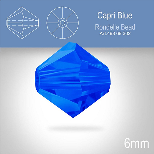 PRECIOSA Bicone MC BEAD (sluníčko) velikost 6mm. Barva CAPRI BLUE. Balení 21ks .