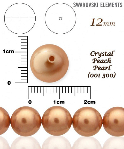 SWAROVSKI 5811 Voskované Perle barva CRYSTAL PEACH PEARL velikost 12mm.