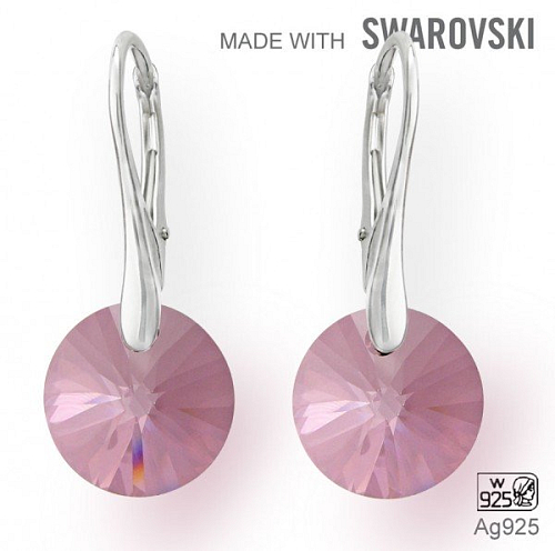 Náušnice sada Made with Swarovski 6428 Crystal (001) Antique Pink (ANTP) I12mm+náušnice Ag925