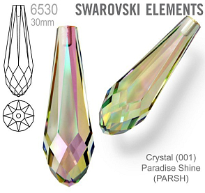 SWAROVSKI 6530 Pure Drop Pendant velikost 30mm. Barva Crystal Paradise Shine 
