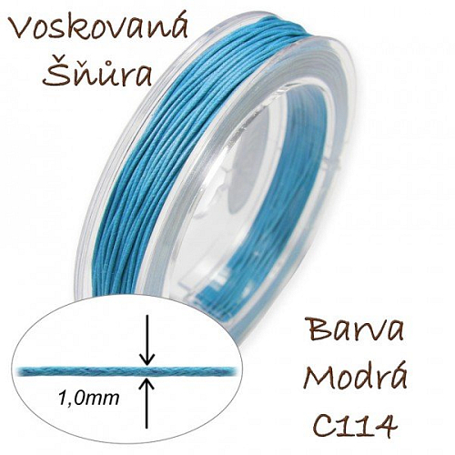 Voskovaná šňůra-síla 1,0mm v modré barvě číslo C114