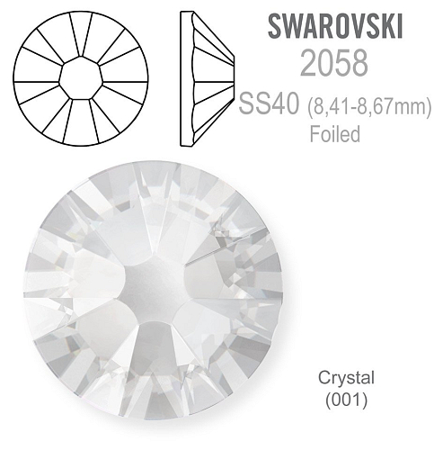 SWAROVSKI XIRIUS 2088  FOILED velikost SS40 barva CRYSTAL 