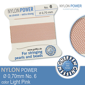 NYLON Power velmi pevná nit GRIFFIN síla nitě 0,70mm barva LIght Pink