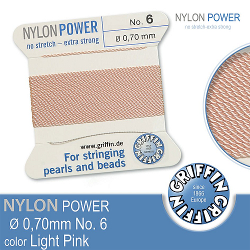 NYLON Power velmi pevná nit GRIFFIN síla nitě 0,70mm barva LIght Pink