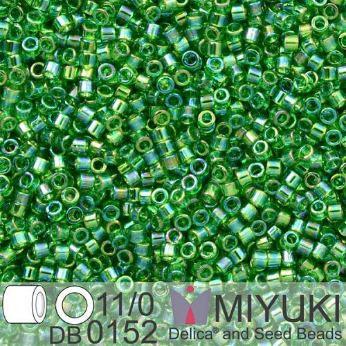 Korálky Miyuki Delica 11/0. Barva Tr Green AB DB0152. Balení 5g.